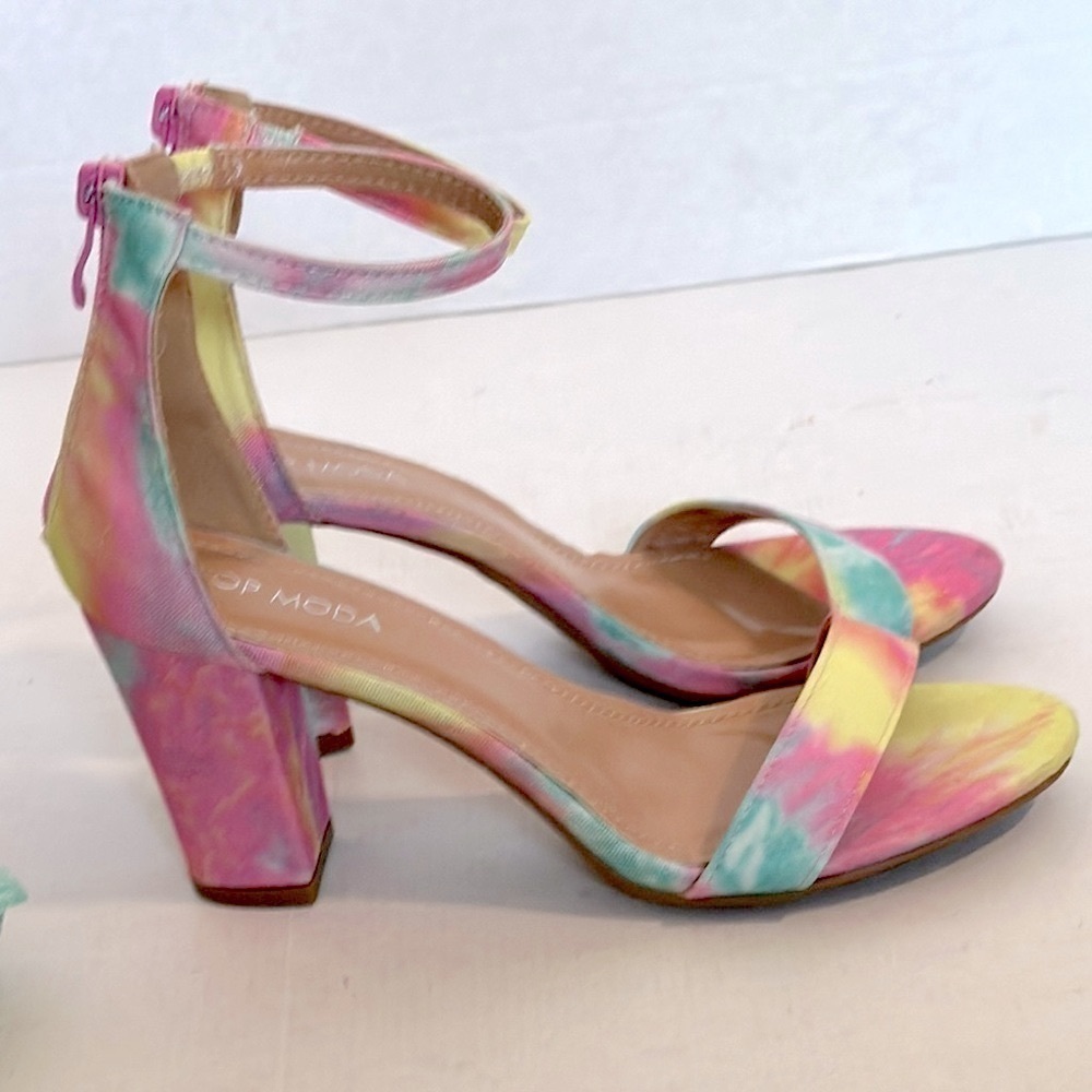 Top Moda Hannah tye dye block Heeled Sandals size 8 - Picture 4 of 12